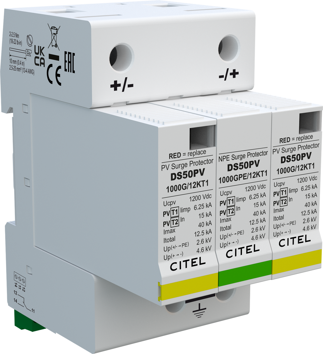 Surge Protector Citel DS50PVS-1000G/12KT1 Type 1+2 surge protector for Photovoltaic