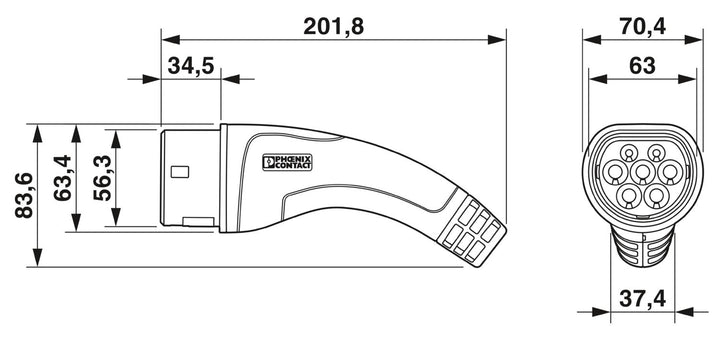Phoenix Contact CHARX ET2C-1AC32-5,4MES-P2E1 - AC charging cable
